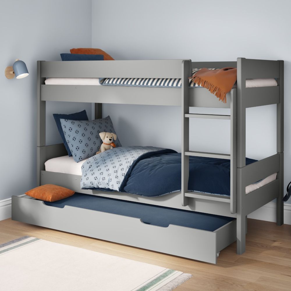 Compact Bunk Bed With Trundle Drawer Grey