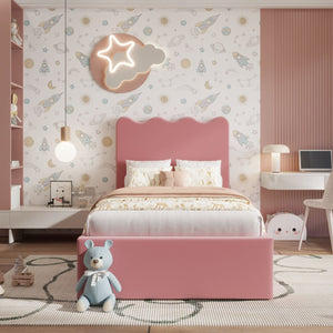 Elara Ottoman Kids Bed Pink Velvet