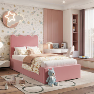 Elara Ottoman Kids Bed Pink Velvet