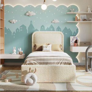 Elsie Ottoman Kids Bed Ivory Boucle