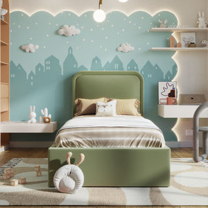 Elsie Ottoman Kids Bed Green Velvet