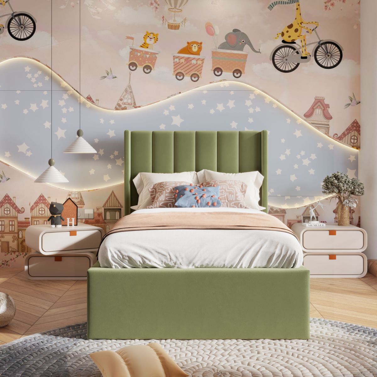 Freya Kids Bed Khaki Green