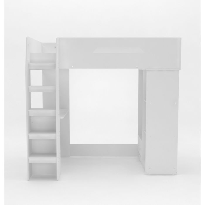 Kidsaw - Kudl, High Sleeper Bed, with Desk, Storage and Hanging Area in White
