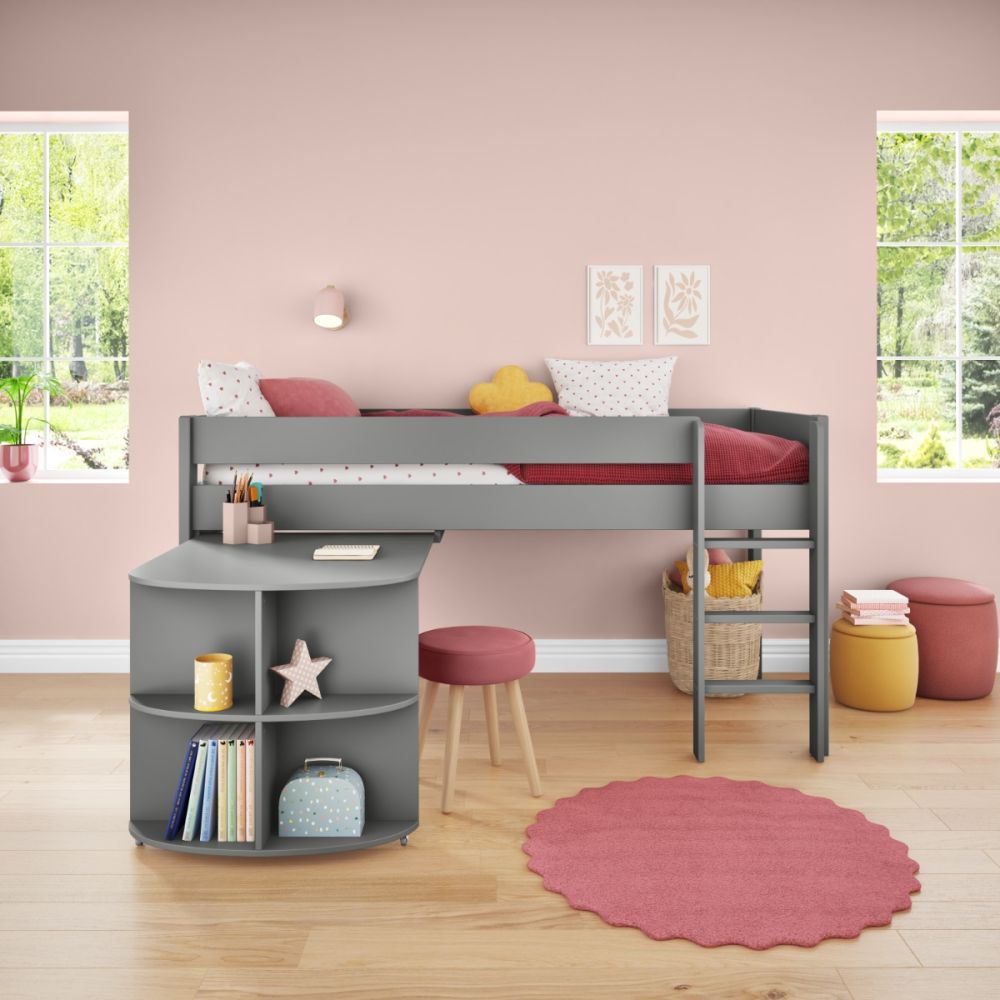 Uno Grey Midsleeper With Pull Out Desk