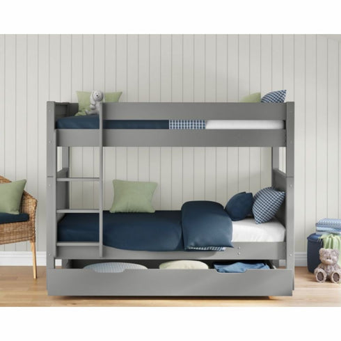 New Classic Bunk Bed With Open Trundle Grey