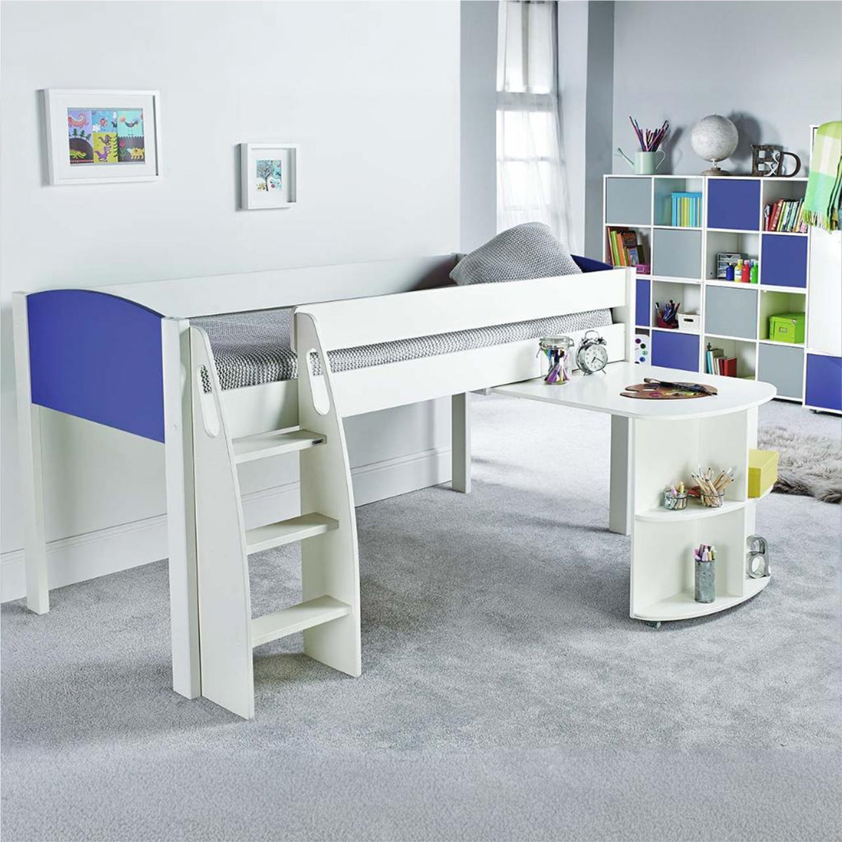 Stompa UNOS Midsleeper Blue + Pull Out Desk