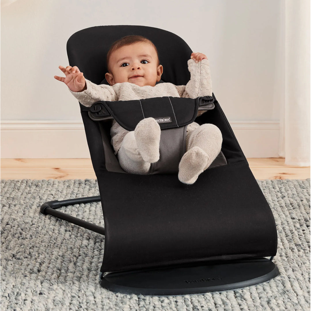 BabyBjörn Baby Bouncers Balance Soft- Cotton, Black/Dark Grey
