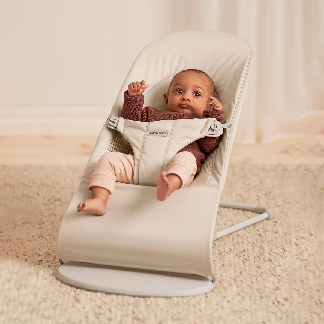 BabyBjörn Baby Bouncers Balance Soft- Woven/Jersey Tri Fabric, Light Beige