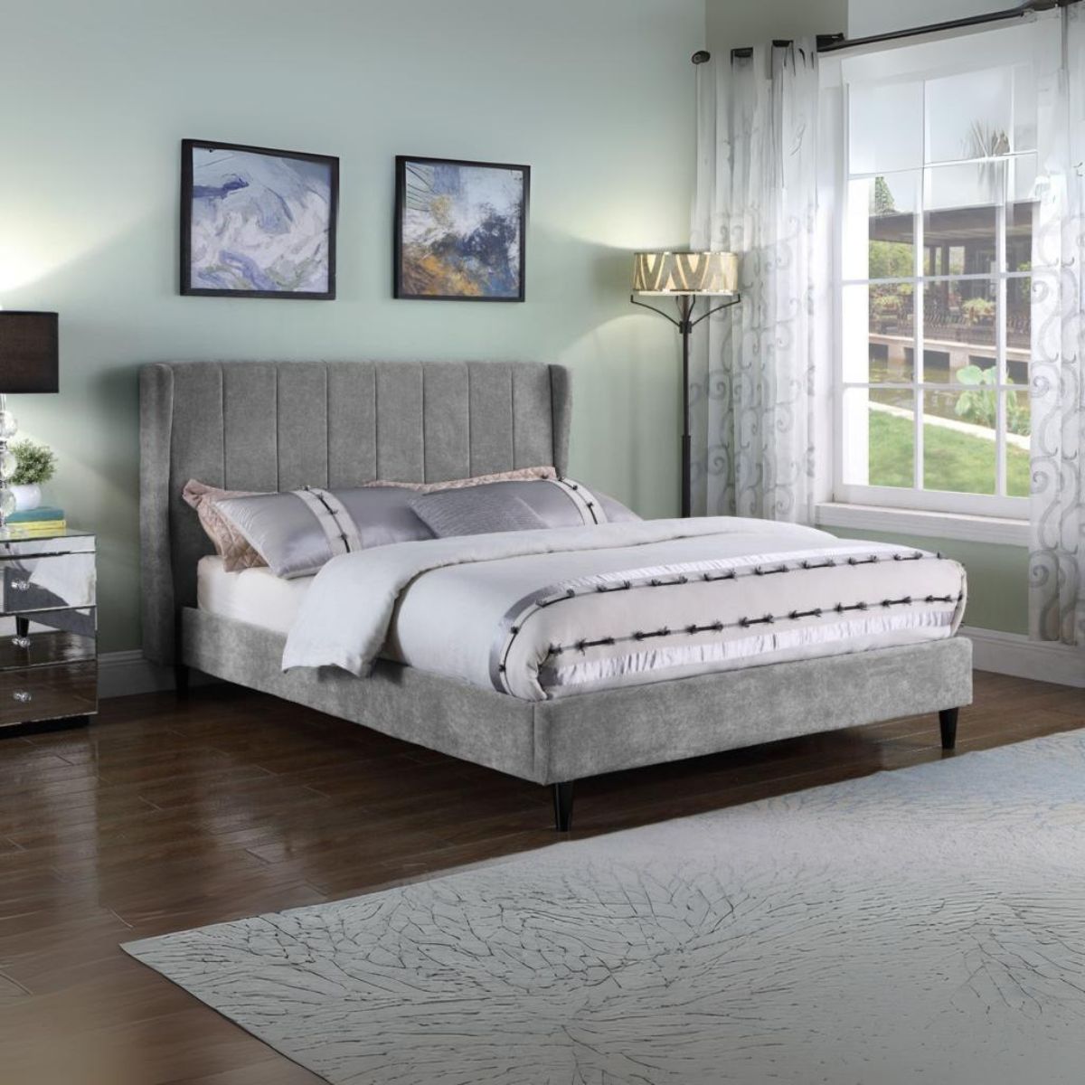 Amelia 5FT Bed - Dark Grey Fabric