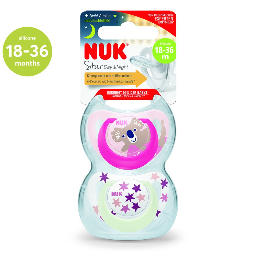 NUK Star Day Night Soother 18-36 months