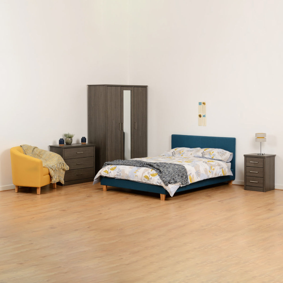 Prado 4FT6 Bed - Petrol Blue Fabric