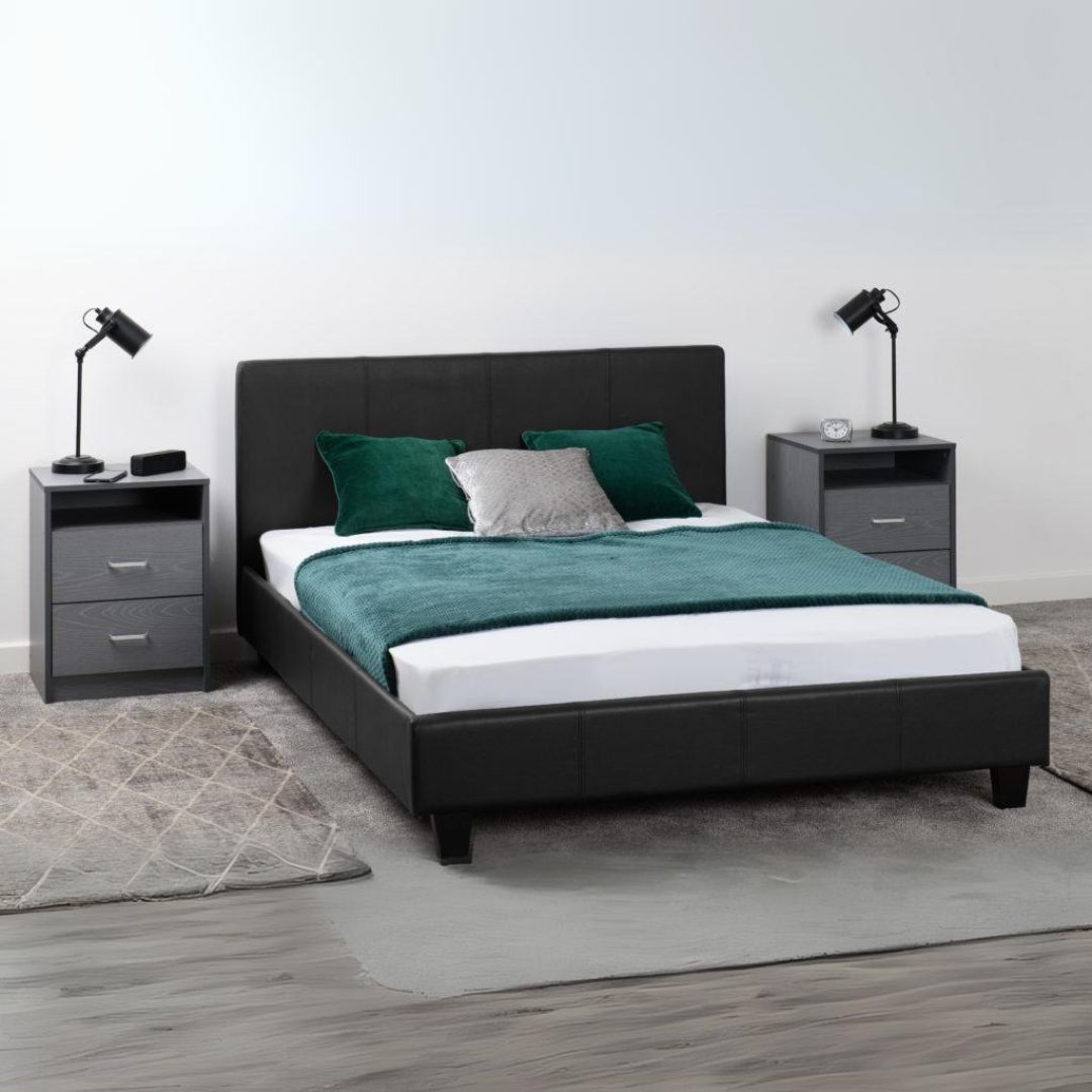 Prado 4FT6 Bed - Black Faux Leather