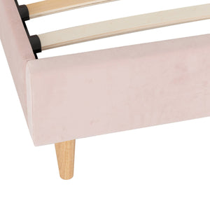 Amelia 3FT Bed - Pink Velvet Fabric