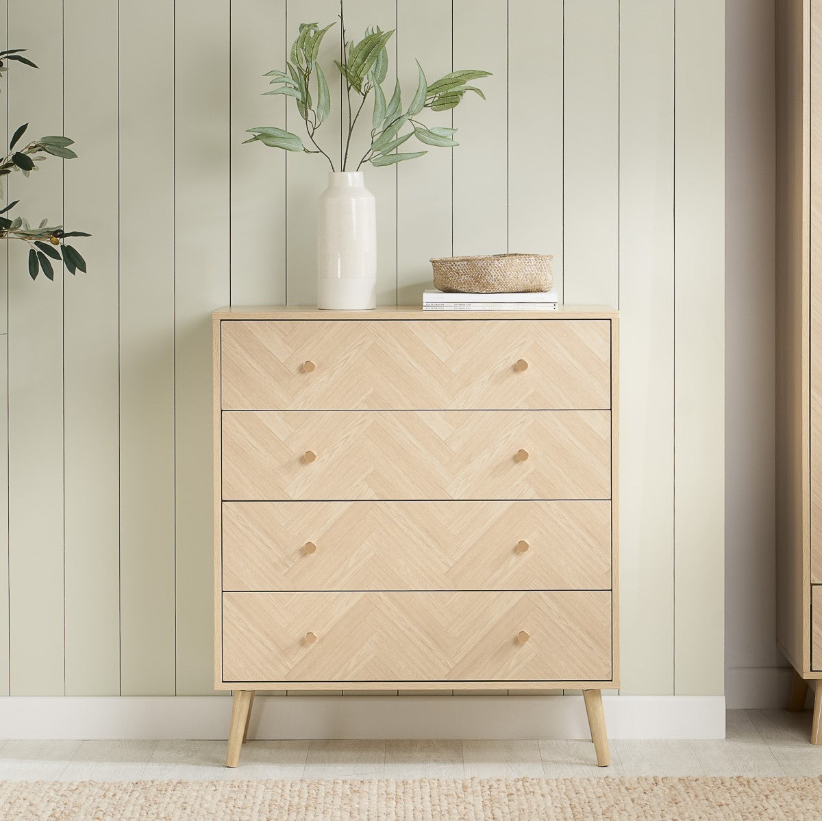Herringford 4 Drawer Bedside Oak