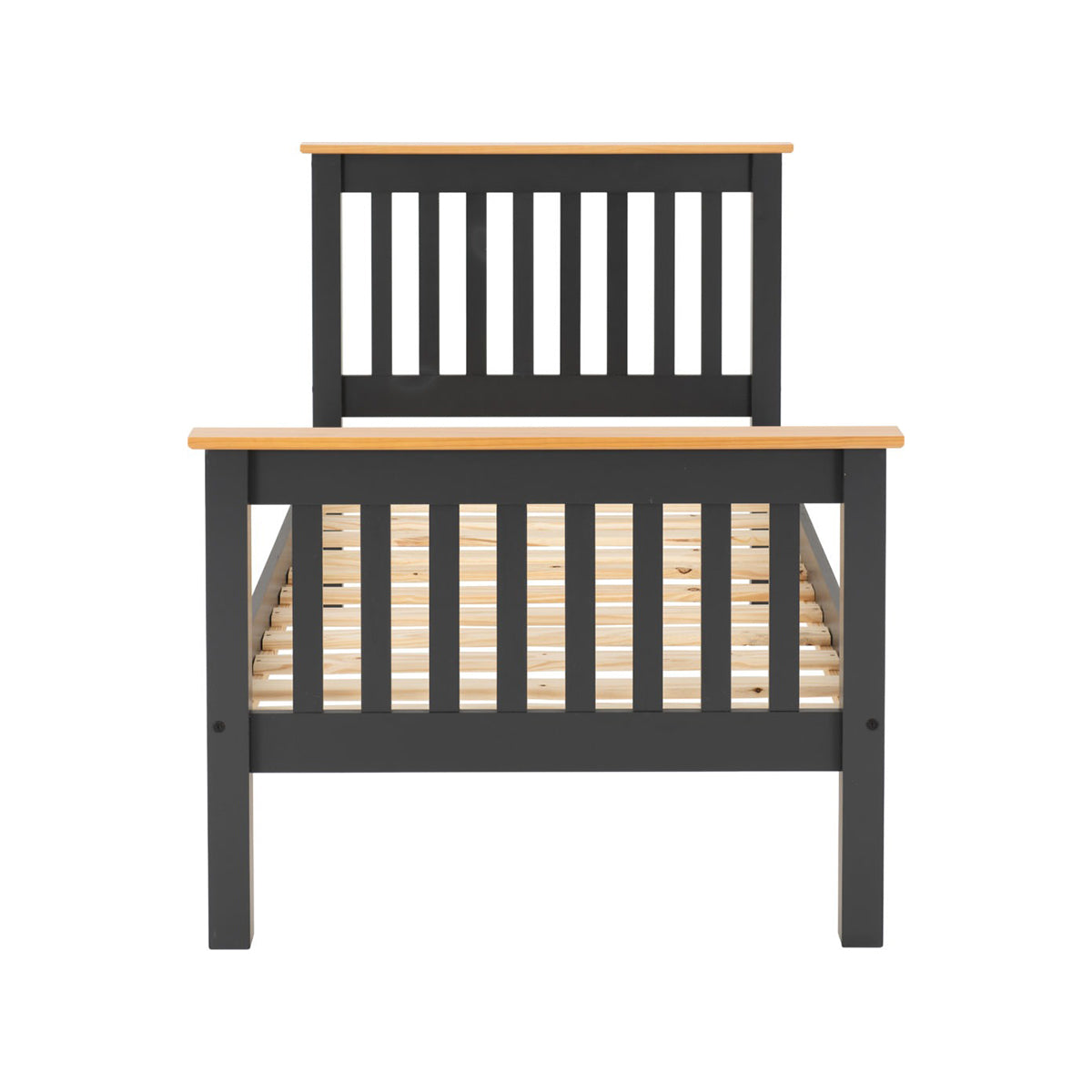 Monaco 3FT Bed High Foot End - Grey/Oak Effect