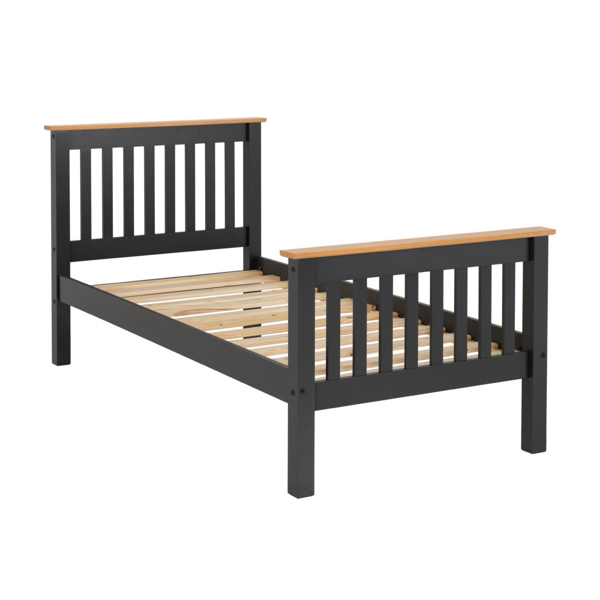 Monaco 3FT Bed High Foot End - Grey/Oak Effect