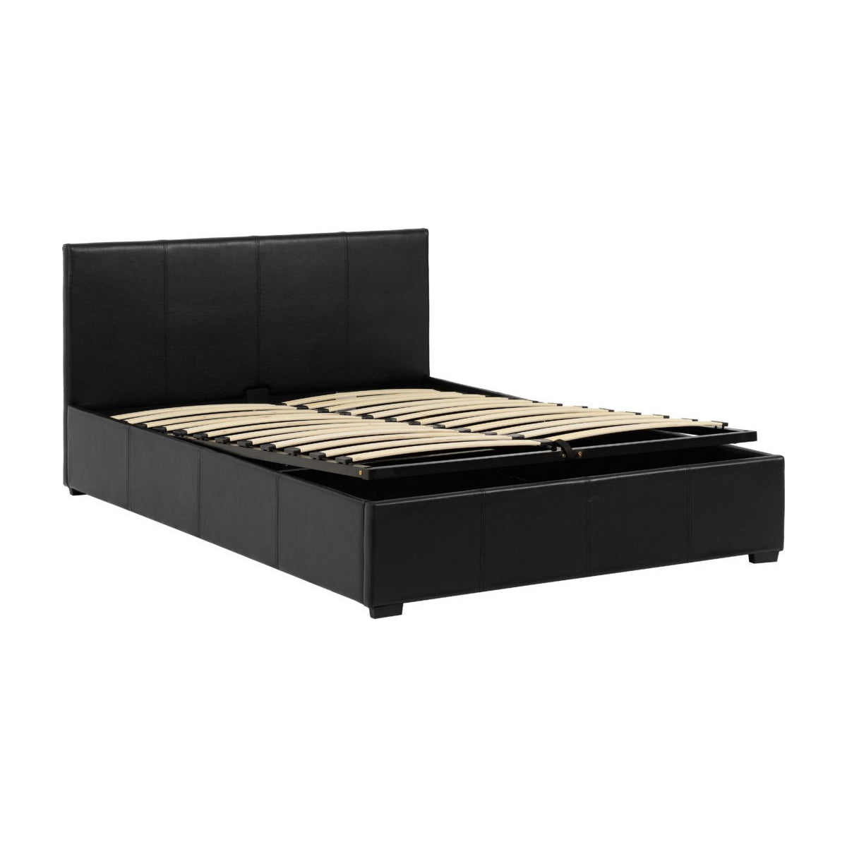 Waverley 5FT Storage Bed - Black Faux Leather