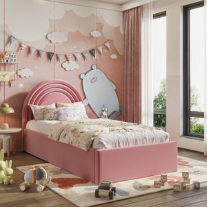 Aria Ottoman Kids Bed Pink Velvet