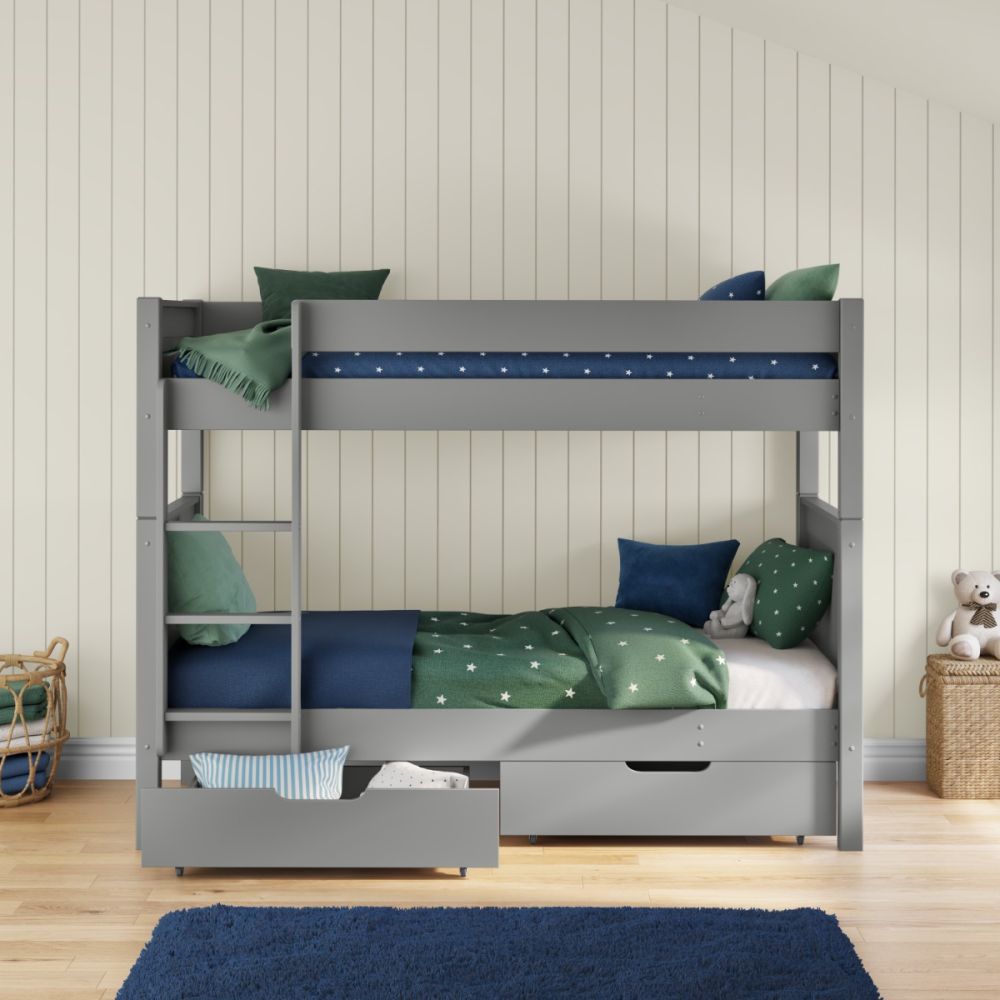 New Classic Bunk Bed With A Pair Of Drawers Grey