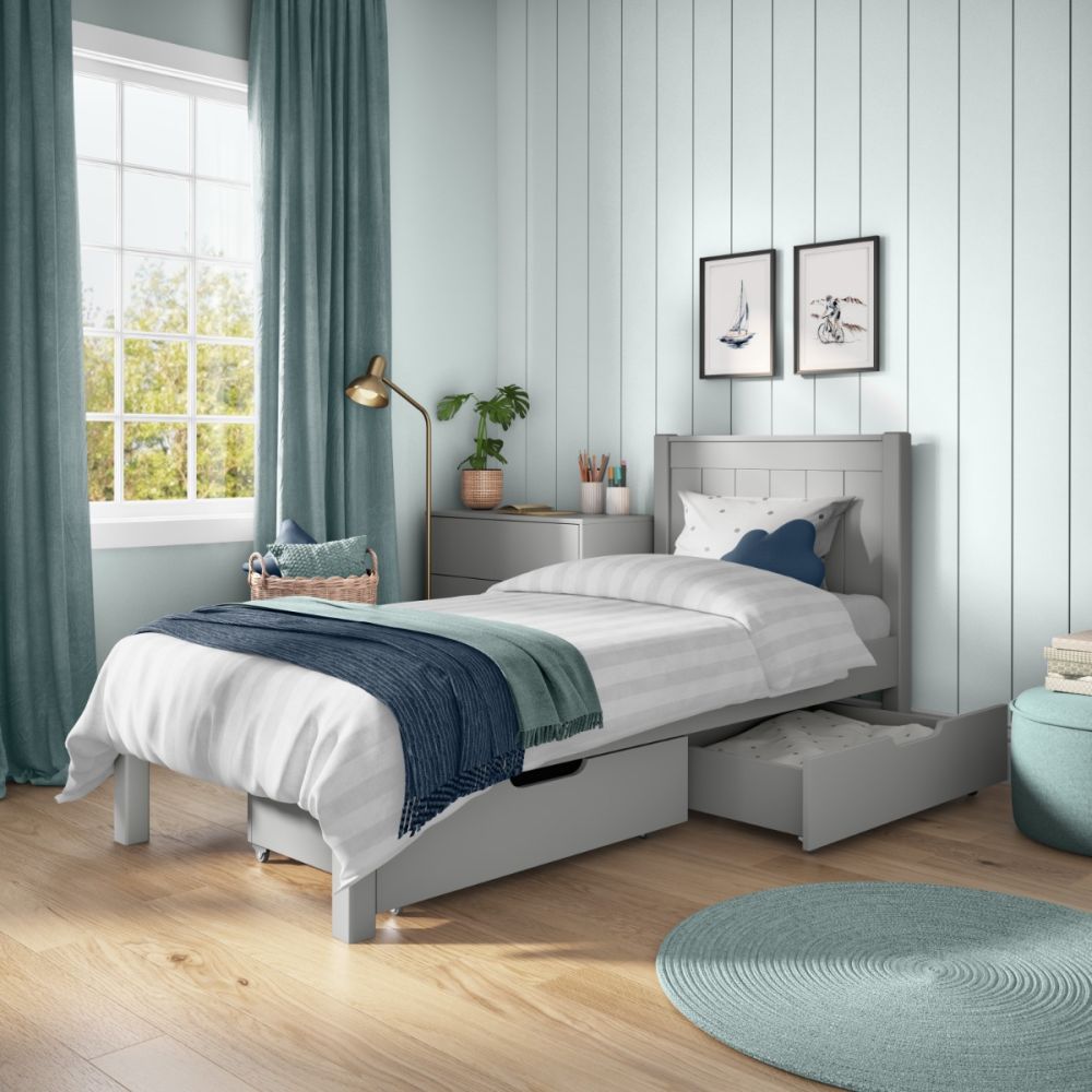 Classic Grey Low End Single With A Pair Of Drawers 90x190cm