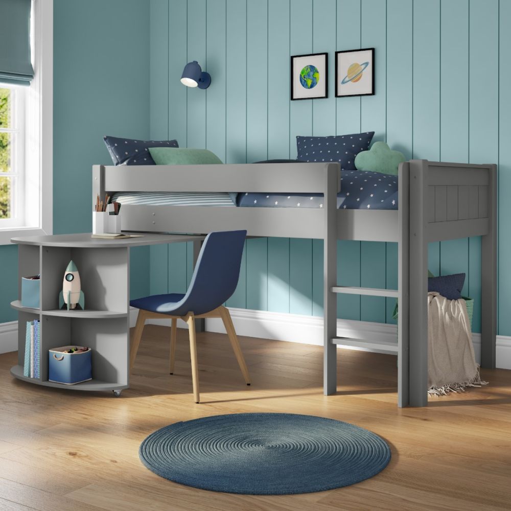 New Classic Midsleeper With Pull Out Desk Grey