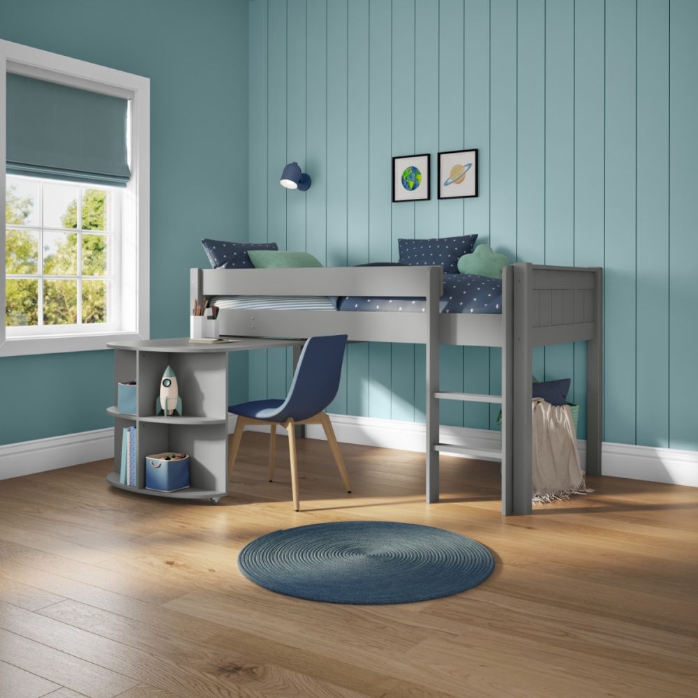 New Classic Midsleeper With Pull Out Desk Grey