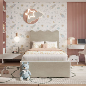 Elara Ottoman Kids Bed Barley Velvet