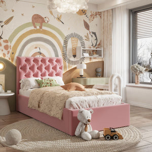 Willow Ottoman Kids Bed Pink